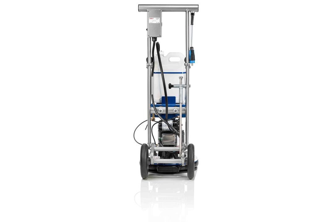 Orbot Sprayborg Floor Cleaning Machine backview of rotary floor scrubber